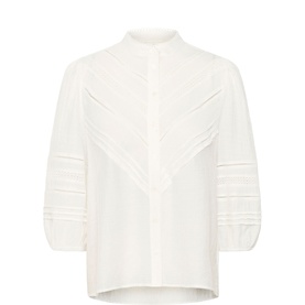 Liva Sheer Lace Chevron Blouse
