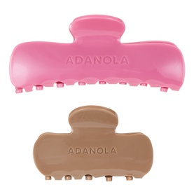 Adanola Logo Two-Pack Hair Clips in Pink and Dusty Brown, claw style with embossed logo detail, acrylic finish
