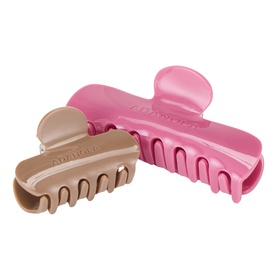 Adanola Logo Two-Pack Hair Clips in Pink and Dusty Brown, two claw clips in assorted sizes with logo detailing