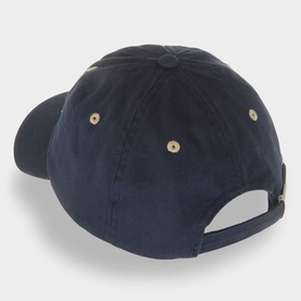 Adanola Signature Appliqu&eacute; Logo Baseball Cap in navy, rear view showing adjustable fastening and embroidered eyelets on six-panel construction.