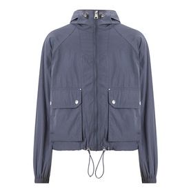 Barbour International Maizy Showerproof Jacket in Odyssey blue-grey, zip-up hooded style with flap pockets and drawcord hem