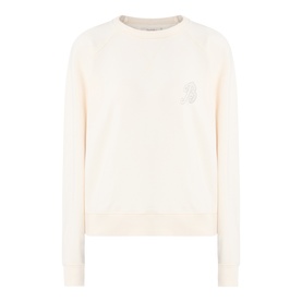 Barbour Ecru cotton sweat top with crew neck, long sleeves, and small logo embroidery on chest