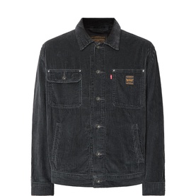 Levi's Perfect Storm casual jacket in dark grey corduroy with chest pockets, button-front fastening and branded tab detail