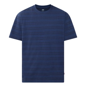 Levi's Grady Chevron Stripe Crew Neck T-shirt in Dress Blues, 100% cotton, with tonal horizontal stripe pattern