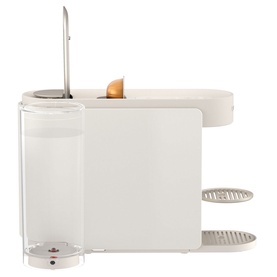 Delonghi Nespresso Vertuo Up Pod Coffee Machine in white, side profile view showing water tank, capsule slot and drip tray