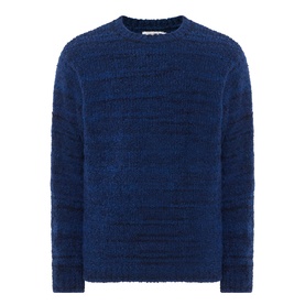 Nudie Jeans Gurra Boucle Sweater in R22 Multi, crew neck with textured boucle knit, long sleeves, ribbed trims and straight hemline
