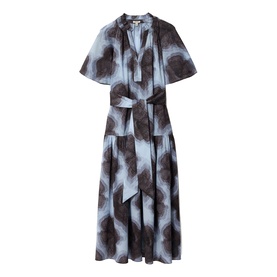Tiger Orchid Belted Flared Dress