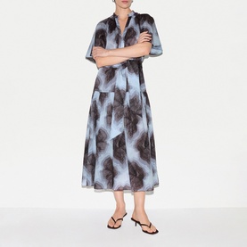 Tiger Orchid Belted Flared Dress