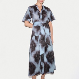 Tiger Orchid Belted Flared Dress