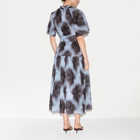 Tiger Orchid Belted Flared Dress