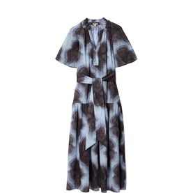 Tiger Orchid Belted Flared Dress