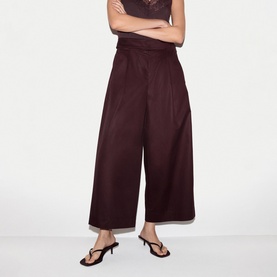 Front Pleat Wide Leg Trousers