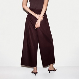 Front Pleat Wide Leg Trousers