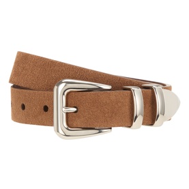 Brunello Cucinelli bronze calfskin leather belt with silver-tone square buckle and stud details