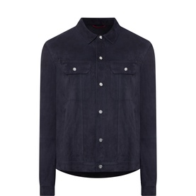 Flap-Pocket Suede Jacket