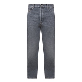 Brunello Cucinelli grey straight-leg cotton jeans with five-pocket styling and silver-tone hardware