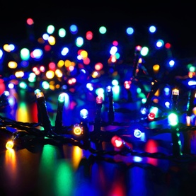 Noma 720 Multicolour Decor Tree Lights with green cable, multifunction LEDs in red, green, blue and yellow, 21.5m lit length