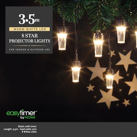 8 Warm White Star Projector String Lights