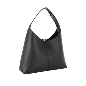 Strathberry Kite Maxi Hobo Bag in black grained calf leather with gold-toned hardware, metal stud closure and adjustable single shoulder strap