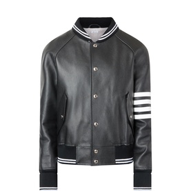 4-Bar Leather Bomber Jacket