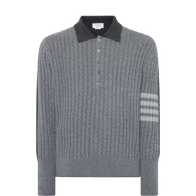 4-Bar Cable-Knit Polo Shirt