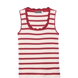 Scallop Trim Striped Tank Top