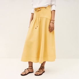 Donia Eyelet Flared Skirt