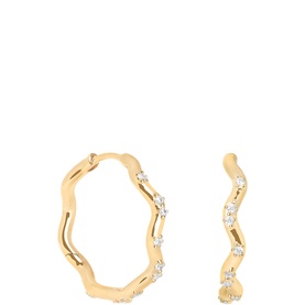 Scalloped Crystal Medium Hoops