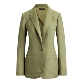 Lauren blazer in Light Agave, single-breasted with notch lapels, one-button fastening and flap pockets
