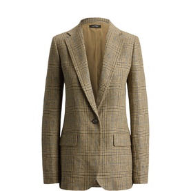 Glen Plaid Single-Breasted Blazer