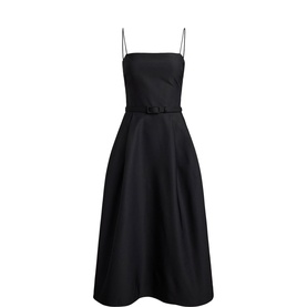 Faille Belted Flared Dress