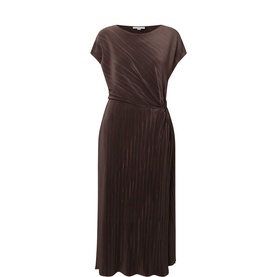 Diagonal Pleated Twist Dress