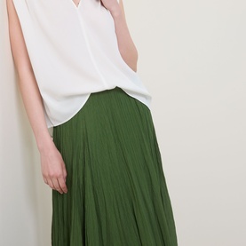 Crinkled Pliss&eacute; Skirt