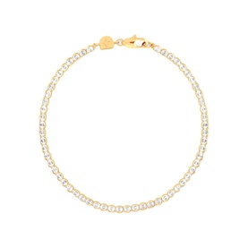 Astrid & Miyu gold bracelet with double-row crystal-set links and lobster clasp closure