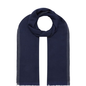 Contrast-Trim Frayed Scarf