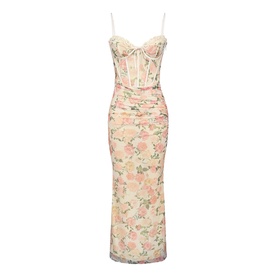 Calista Floral Mesh Corset Dress