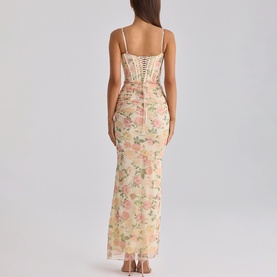 Calista Floral Mesh Corset Dress