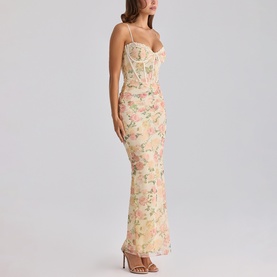 Calista Floral Mesh Corset Dress
