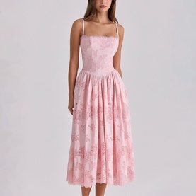 Chloe Broderie Anglais Floral Flared Dress