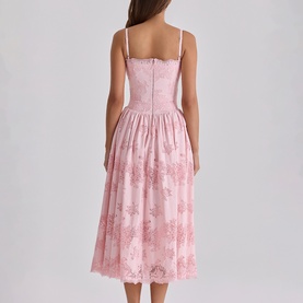 Chloe Broderie Anglais Floral Flared Dress