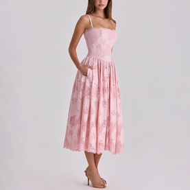 Chloe Broderie Anglais Floral Flared Dress