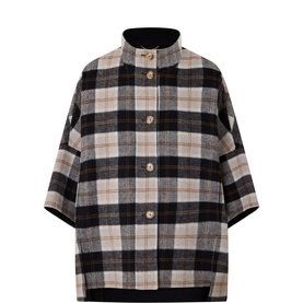 Check Print Cape Coat