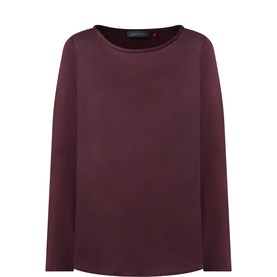 Satin Front Long-Sleeved Top