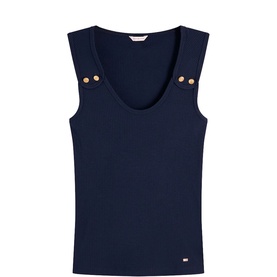 Button Ribbed Tank Top