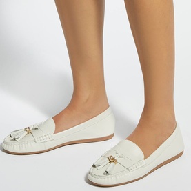 Geen Tassel Trim Leather Loafers