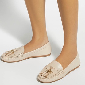 Geen Tassel Trim Leather Loafers