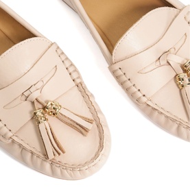 Geen Tassel Trim Leather Loafers