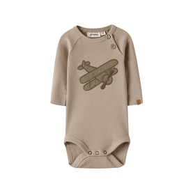 Plane Graphic Rib-Knit Romper