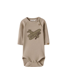 Plane Graphic Rib-Knit Romper