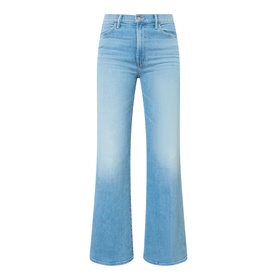 Mother The Hustler High-Rise Wide Leg Jeans in Room Service light blue wash, wide leg silhouette, belt loops, clean hem